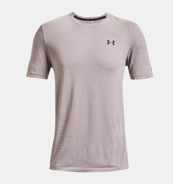 Gri Erkek UA RUSH™ Dikişsiz GeoSport Kısa Kollu T-shirt