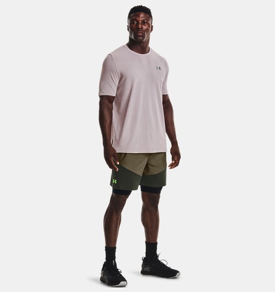 Gri Erkek UA RUSH™ Dikişsiz GeoSport Kısa Kollu T-shirt