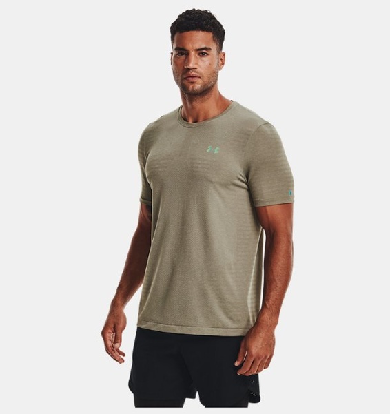Haki Erkek UA RUSH™ Dikişsiz GeoSport Kısa Kollu T-shirt