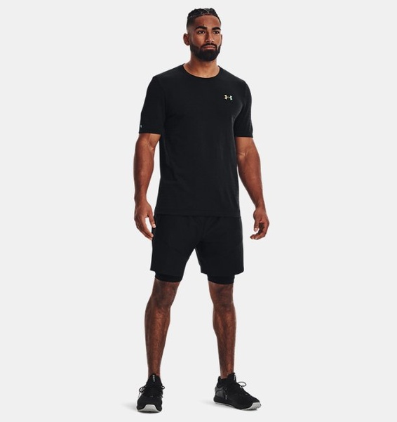 Siyah Erkek UA RUSH™ Dikişsiz GeoSport Kısa Kollu T-shirt