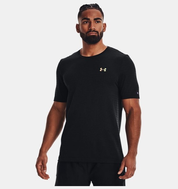 Siyah Erkek UA RUSH™ Dikişsiz GeoSport Kısa Kollu T-shirt
