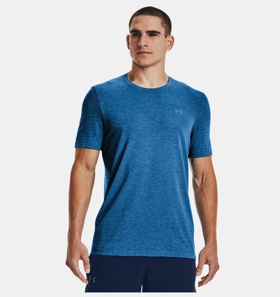 Mavi Erkek UA RUSH™ Dikişsiz GeoSport Kısa Kollu T-shirt