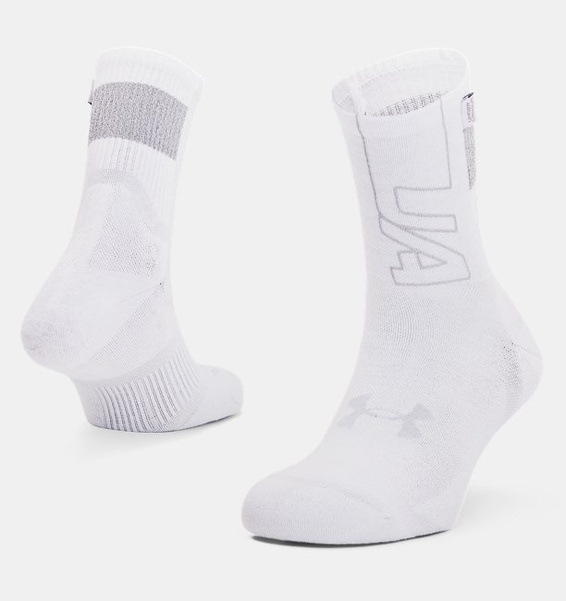 Beyaz Unisex UA Armour Dry™ Koşu Crew Çorap