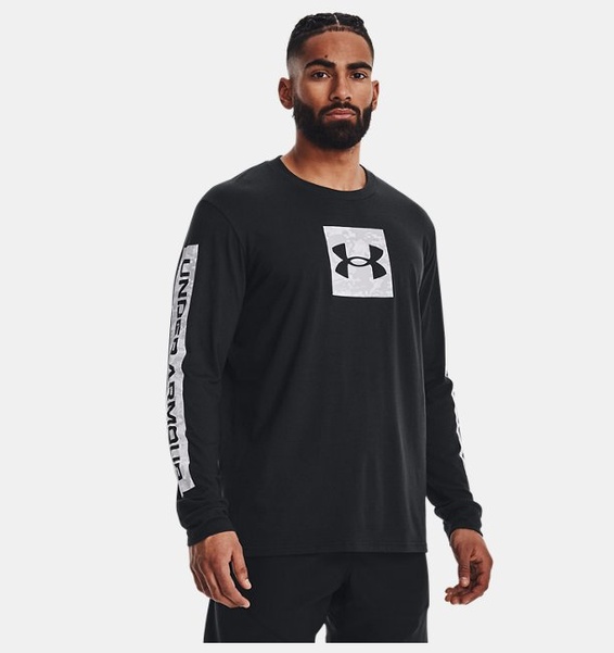 Siyah Erkek UA Camo Boxed Sportstyle Uzun Kollu T-shirt