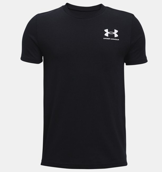 Siyah Çocuk UA Spoststyle Left Chest Kısa Kollu T-shirt