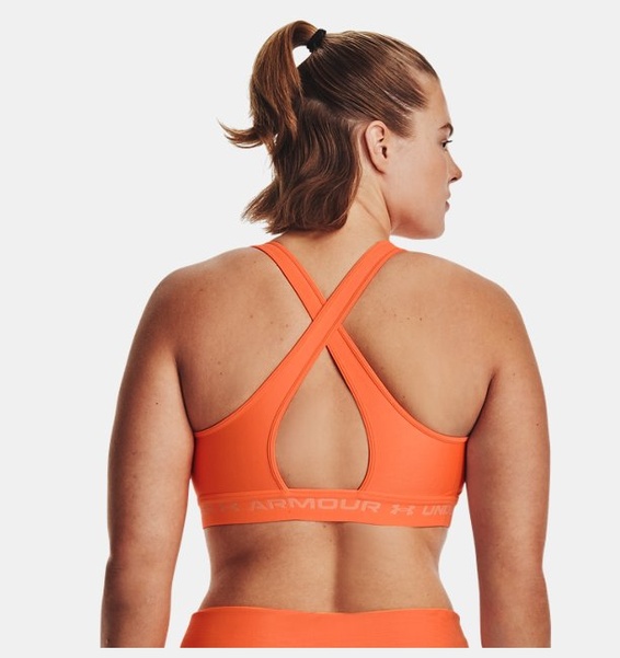 Turuncu Kadın UA Crossback Mid Spor Sütyeni