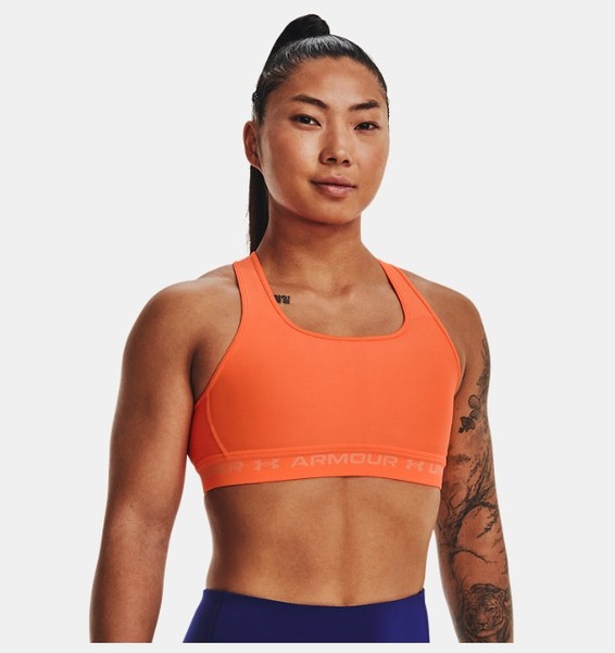 Turuncu Kadın UA Crossback Mid Spor Sütyeni