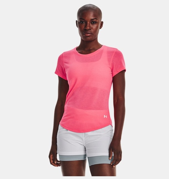 Pembe Kadın UA Streaker Koşu Kısa Kollu T-shirt