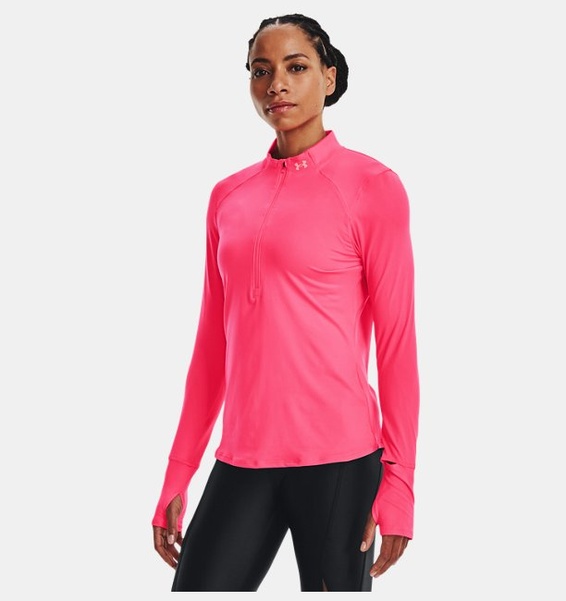Pembe Kadın UA Qualifier Koşu 2.0 ½ Fermuarlı Sweatshirt