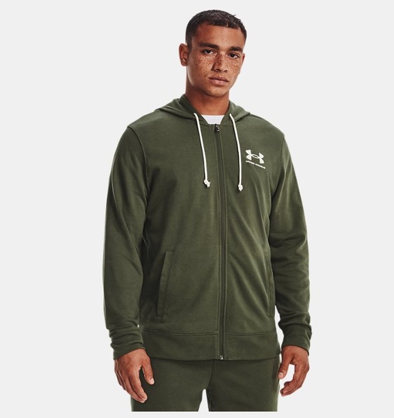 Haki Erkek UA Rival Terry LC Tam Fermuarlı Sweatshirt
