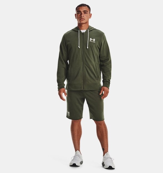 Haki Erkek UA Rival Terry LC Tam Fermuarlı Sweatshirt
