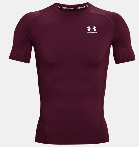 Bordo Erkek UA HeatGear Armour Compression Kısa Kollu T-shirt