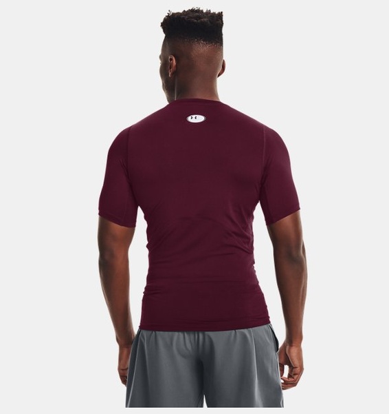Bordo Erkek UA HeatGear Armour Compression Kısa Kollu T-shirt