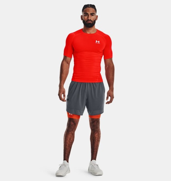 Kırmızı Erkek UA HeatGear Armour Compression Kısa Kollu T-shirt