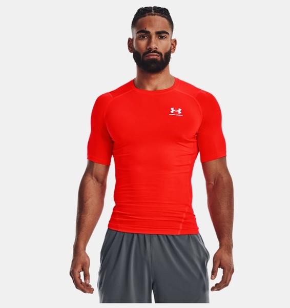 Kırmızı Erkek UA HeatGear Armour Compression Kısa Kollu T-shirt