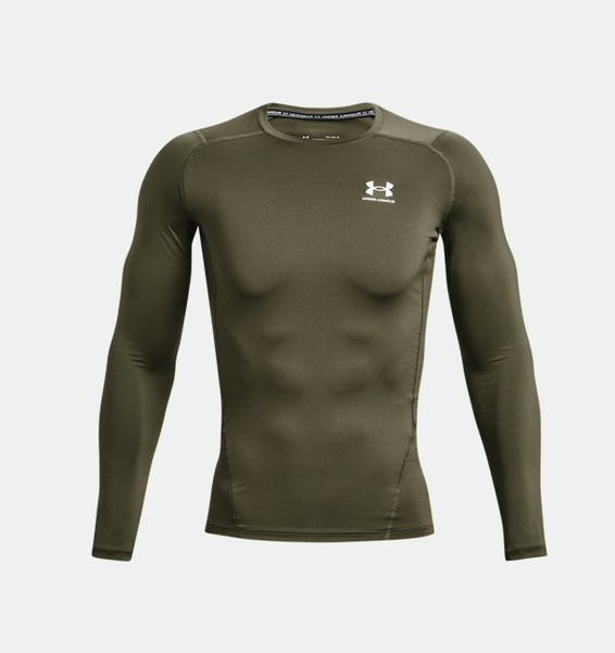 Yeşil Erkek UA HeatGear Armour Compression Uzun Kollu T-shirt