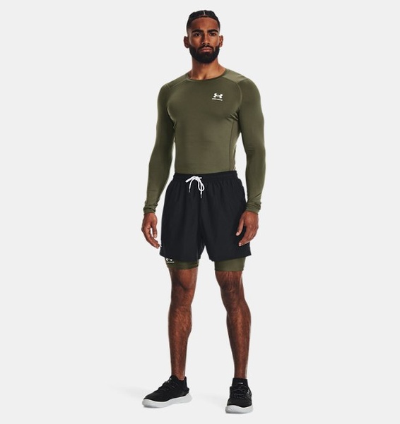 Yeşil Erkek UA HeatGear Armour Compression Uzun Kollu T-shirt
