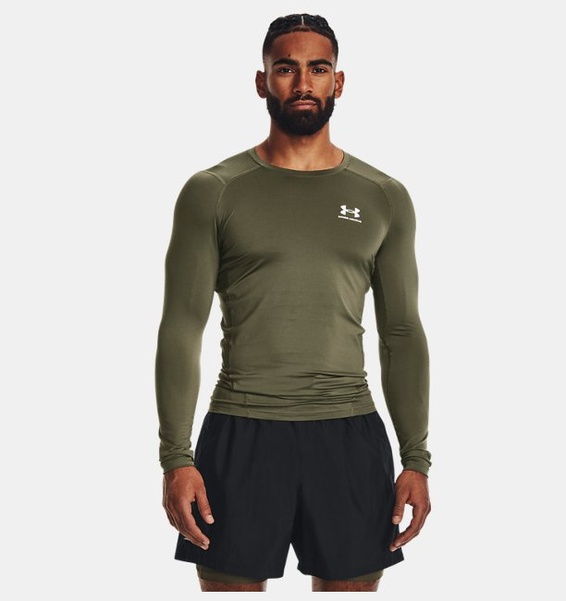 Yeşil Erkek UA HeatGear Armour Compression Uzun Kollu T-shirt