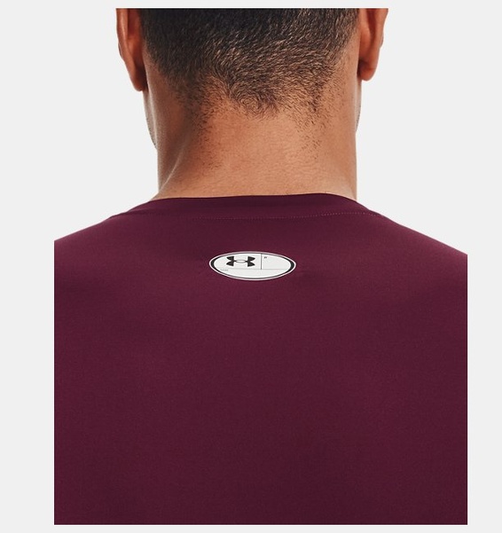 Bordo Erkek UA HeatGear Armour Compression Uzun Kollu T-shirt