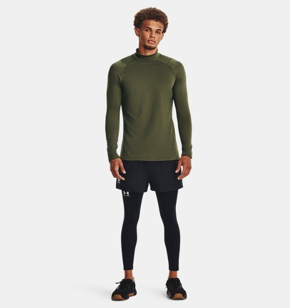 Haki Erkek UA ColdGear Armour Fitted Mock Uzun Kollu T-shirt