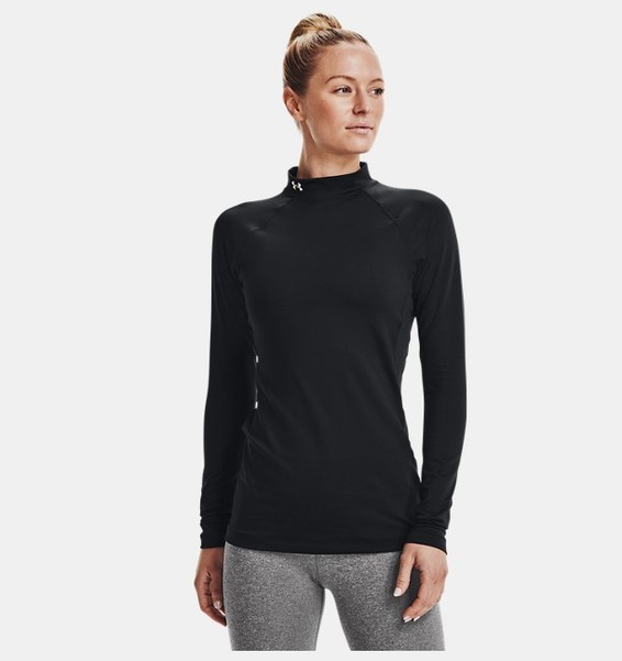 Siyah Kadın UA ColdGear Authentics Mock Uzun Kollu T-shirt