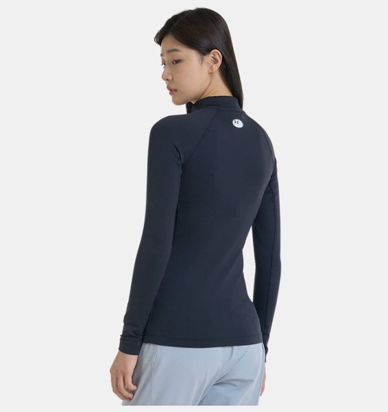 Siyah Kadın UA ColdGear Authentics Mock Uzun Kollu T-shirt