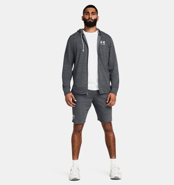 Gri Erkek UA Rival Terry LC Tam Fermuarlı Sweatshirt