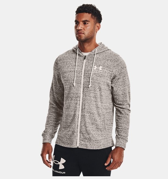 Beyaz Erkek UA Rival Terry LC Tam Fermuarlı Sweatshirt
