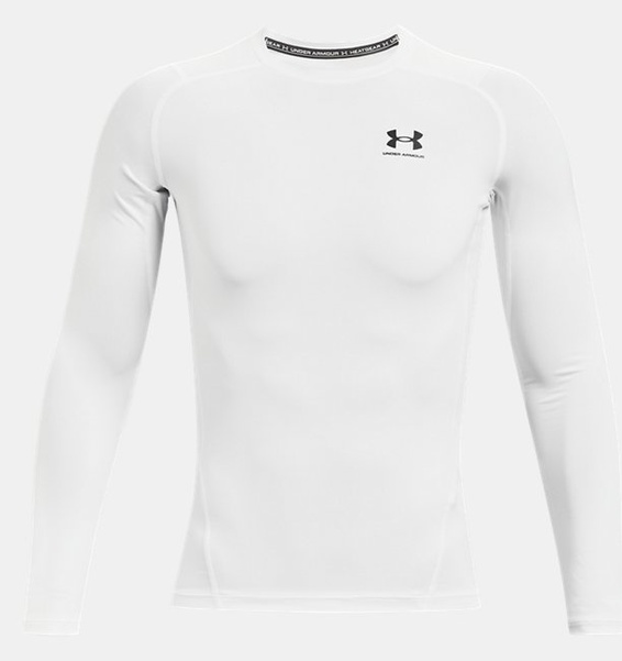 Beyaz Erkek UA HeatGear Armour Compression Uzun Kollu T-shirt