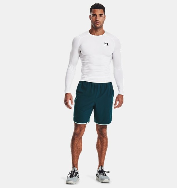 Beyaz Erkek UA HeatGear Armour Compression Uzun Kollu T-shirt