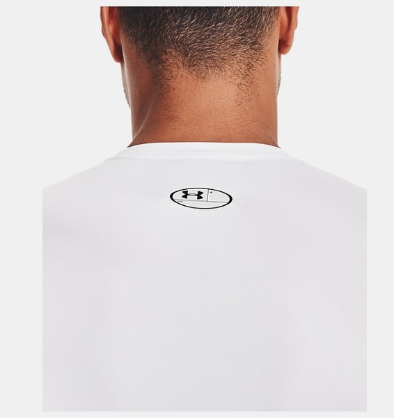 Beyaz Erkek UA HeatGear Armour Compression Uzun Kollu T-shirt