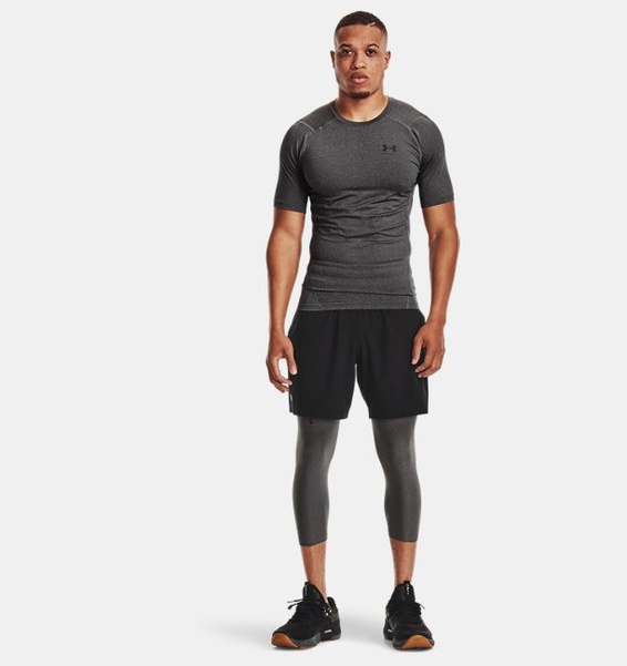 Gri Erkek UA HeatGear Armour Compression Kısa Kollu T-shirt