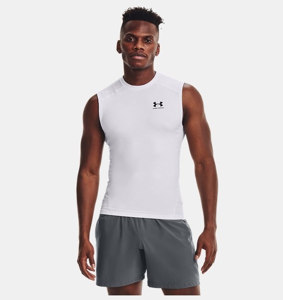 Beyaz Erkek UA HeatGear Armour Compression Atlet