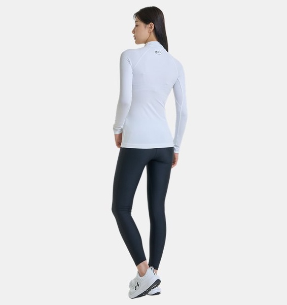 Beyaz Kadın UA ColdGear Authentics Mock Uzun Kollu T-shirt