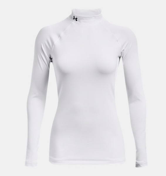 Beyaz Kadın UA ColdGear Authentics Mock Uzun Kollu T-shirt
