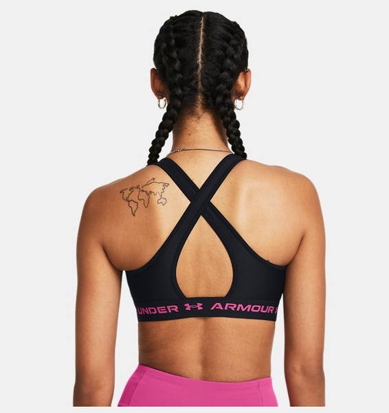 Siyah Kadın UA Crossback Mid Spor Sütyeni