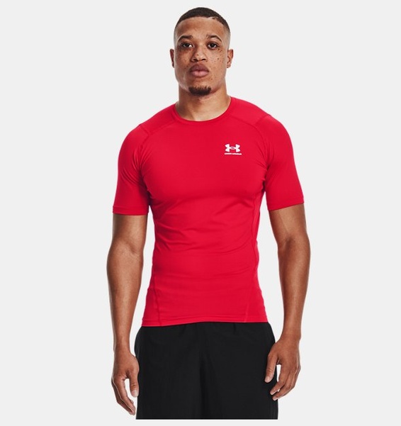 Kırmızı Erkek UA HeatGear Armour Compression Kısa Kollu T-shirt