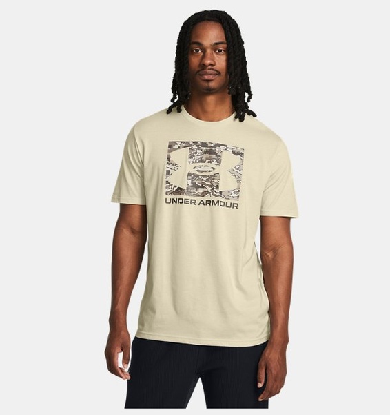 Bej Erkek UA ABC Camo Boxed Logo Kısa Kollu T-shirt