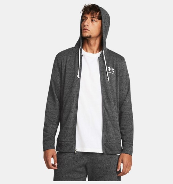 Gri Erkek UA Rival Terry LC Tam Fermuarlı Sweatshirt