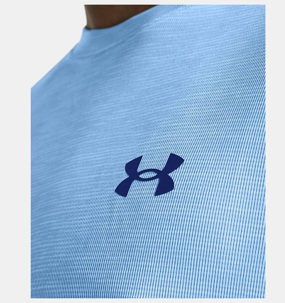 Mavi Erkek UA Tech Textured Kısa Kollu T-shirt