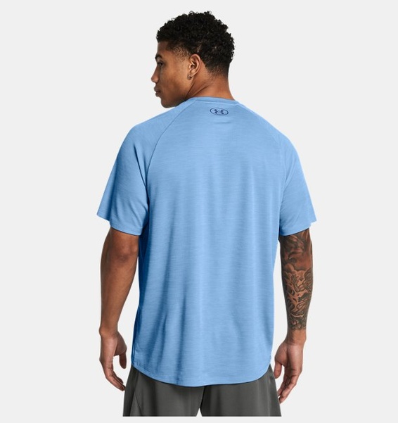 Mavi Erkek UA Tech Textured Kısa Kollu T-shirt