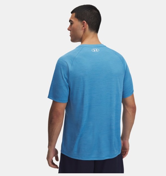 Mavi Erkek UA Tech Textured Kısa Kollu T-shirt