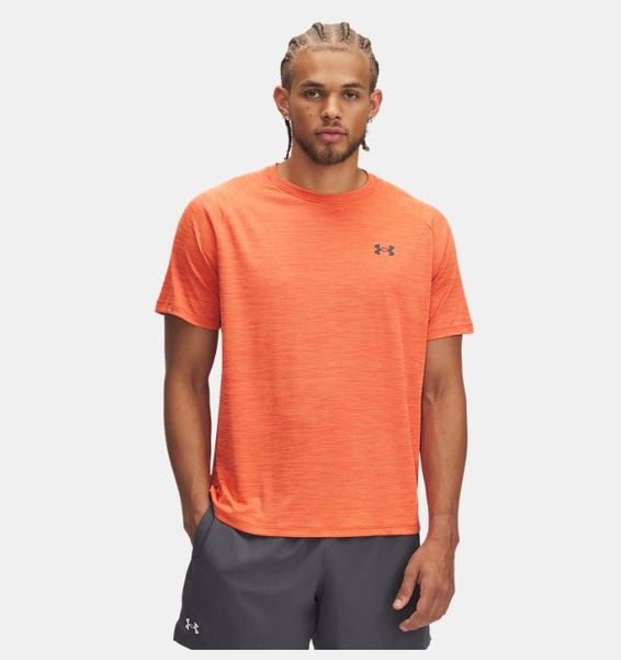 Kırmızı Erkek UA Tech Textured Kısa Kollu T-shirt