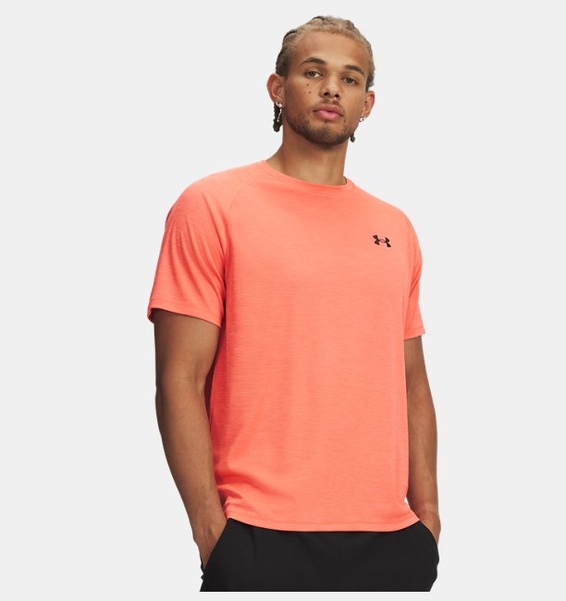 Kırmızı Erkek UA Tech Textured Kısa Kollu T-shirt