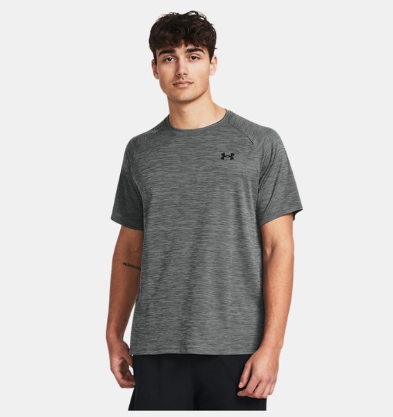 Gri Erkek UA Tech Textured Kısa Kollu T-shirt