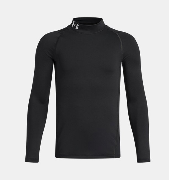 Siyah Erkek Çocuk ColdGear® Armour Mock Uzun Kollu T-shirt