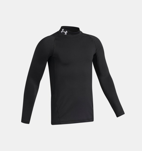 Siyah Erkek Çocuk ColdGear® Armour Mock Uzun Kollu T-shirt