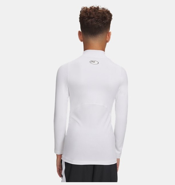 Beyaz Erkek Çocuk ColdGear® Armour Mock Uzun Kollu T-shirt