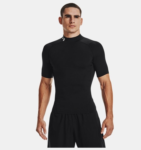 Siyah Erkek UA HeatGear Armour Compression Mock Kısa Kollu T-shirt