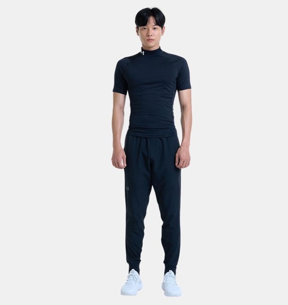 Siyah Erkek UA HeatGear Armour Compression Mock Kısa Kollu T-shirt